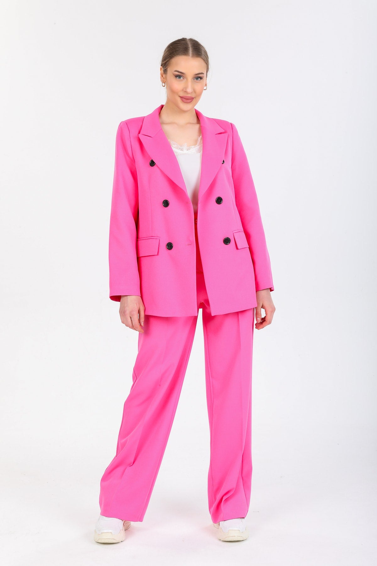 Cadence Women's Double-Breasted Jacket - Fuchsia - product image 1