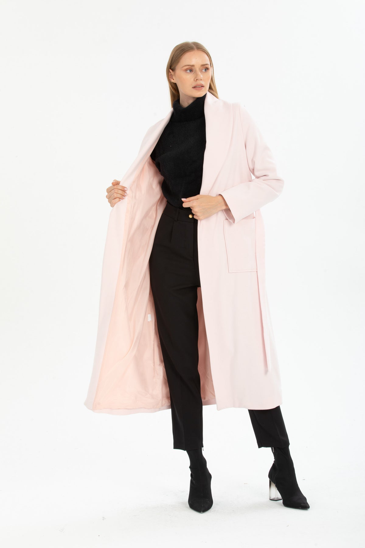 Larissa Women's Belted Shawl Collar Coat - Pink - product image 4