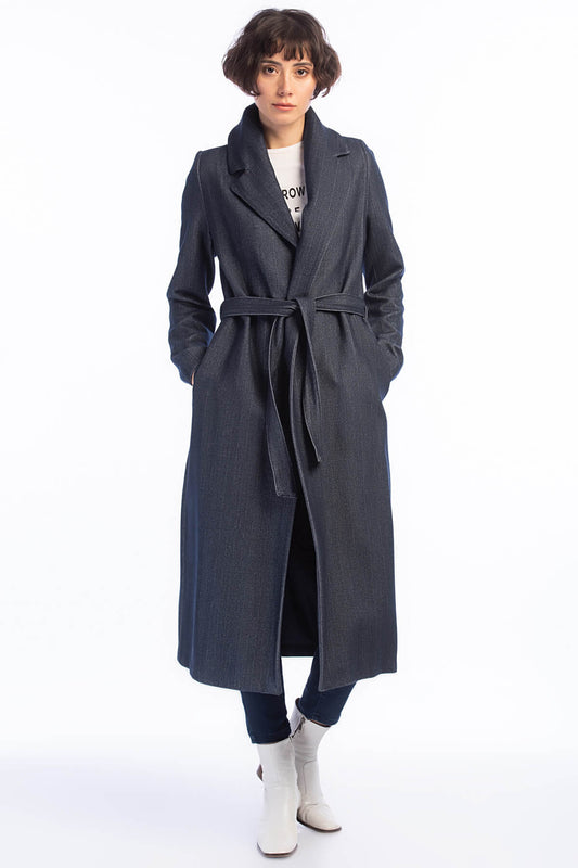 Hallie Women's Herringbone Coat - Navy Herringbone - product image 1