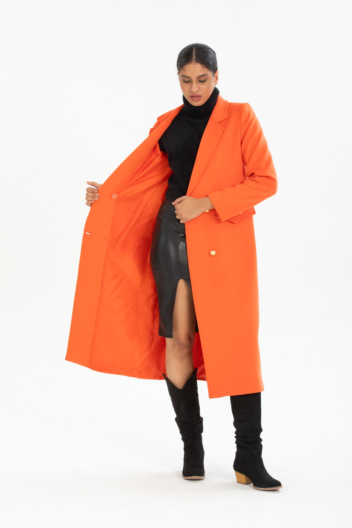 Ariadne Women's Long Lined Coat - Orange - product image 2