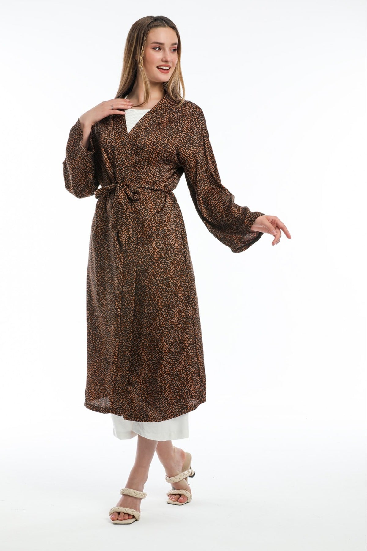 Adele Women's Leopard Print Kimono - Brown Leopard - product image 1