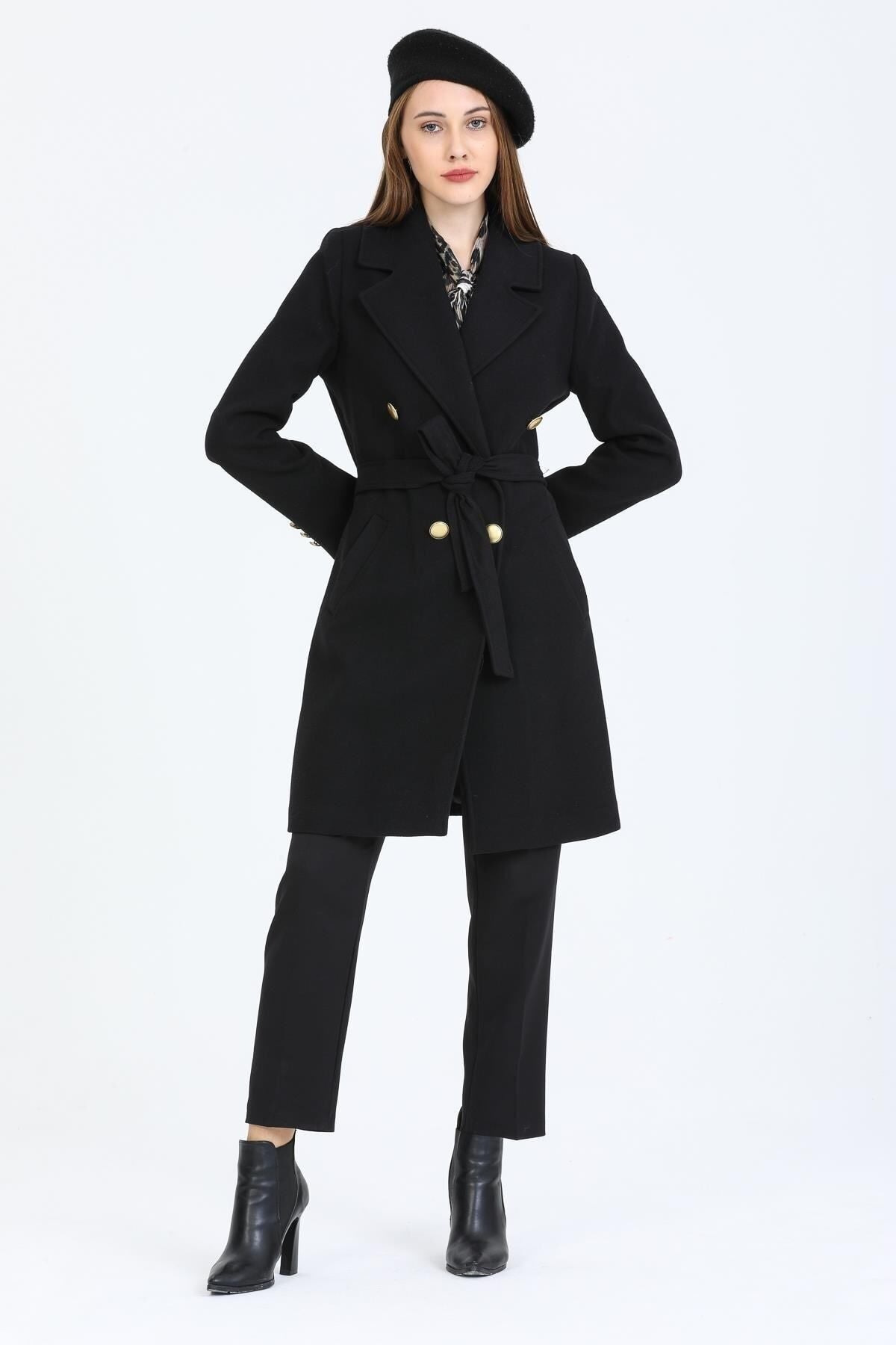 Bernice Women's Notched Collar Coat - Black - product image 3