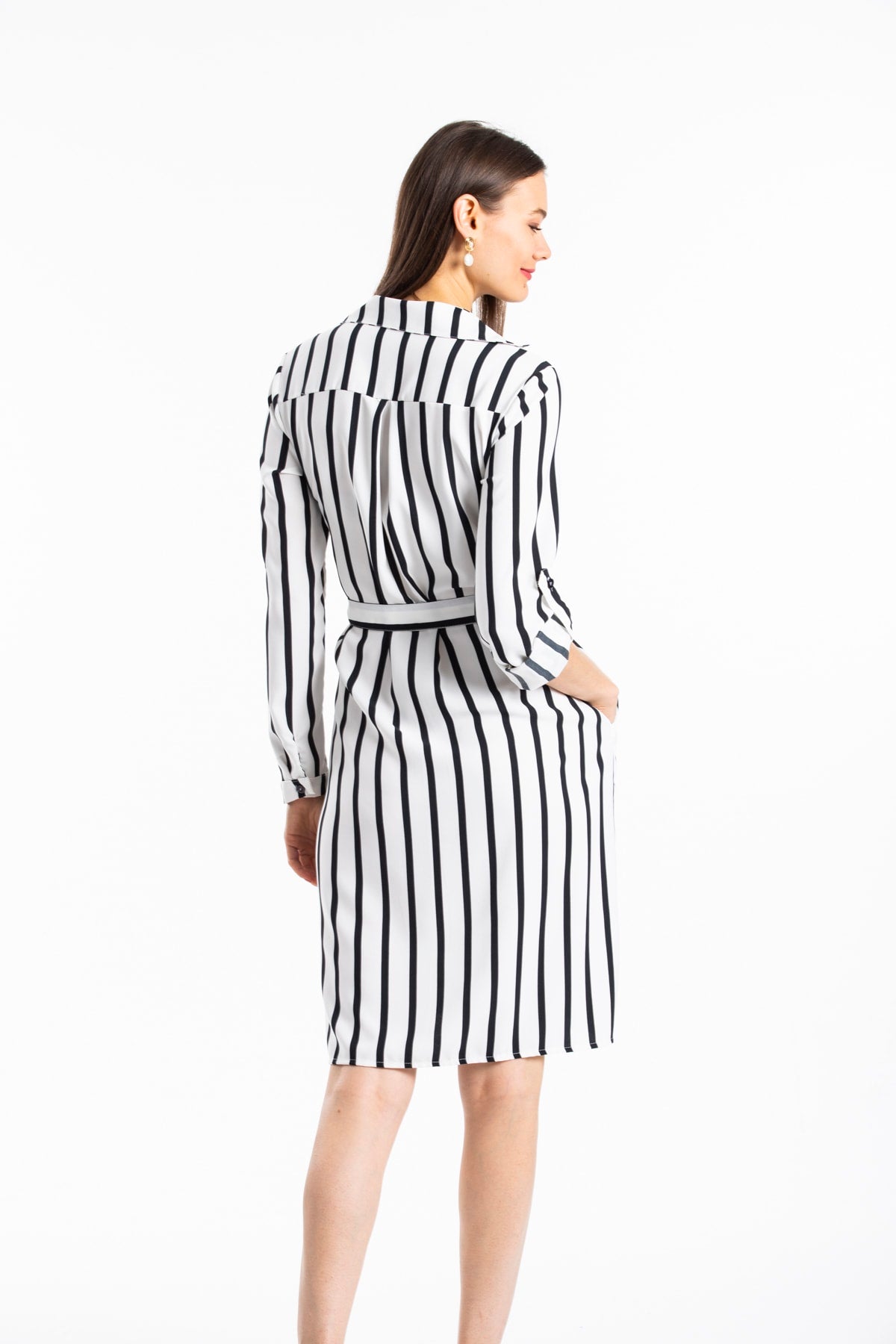 Cordelia Women's Striped Dress - Black White Stripe - product image 3