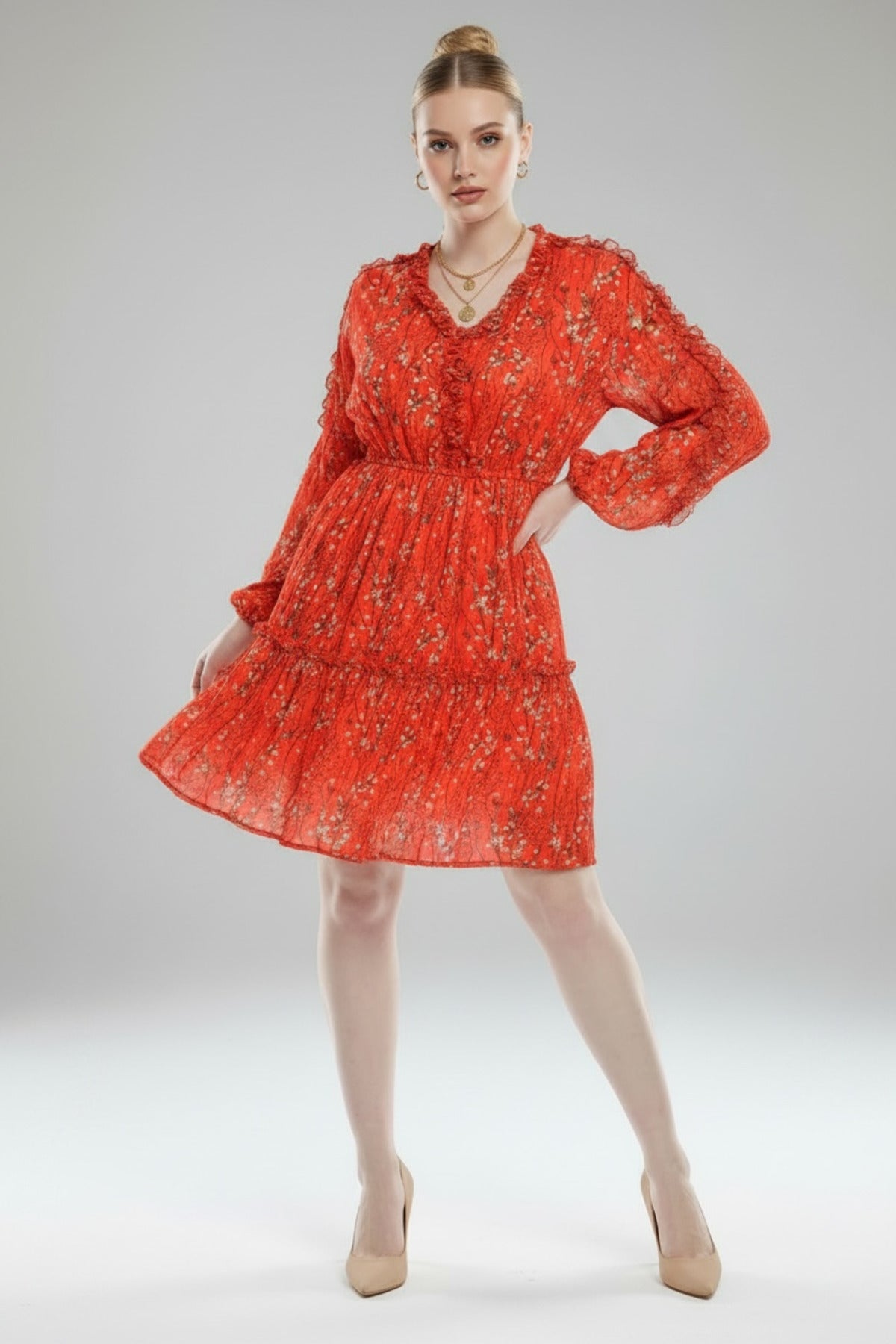 Dana Women's Ruffle Dress - Cinnamon - product image 1