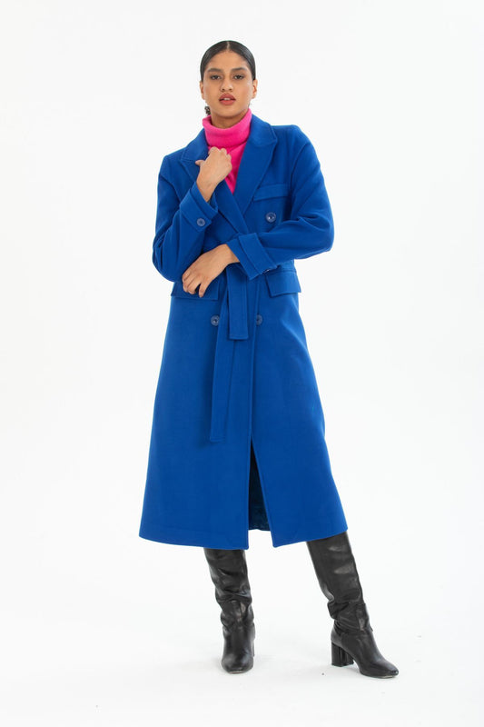 Belinda Women's Button Front Lined Coat - Light Royal Blue - product image 1
