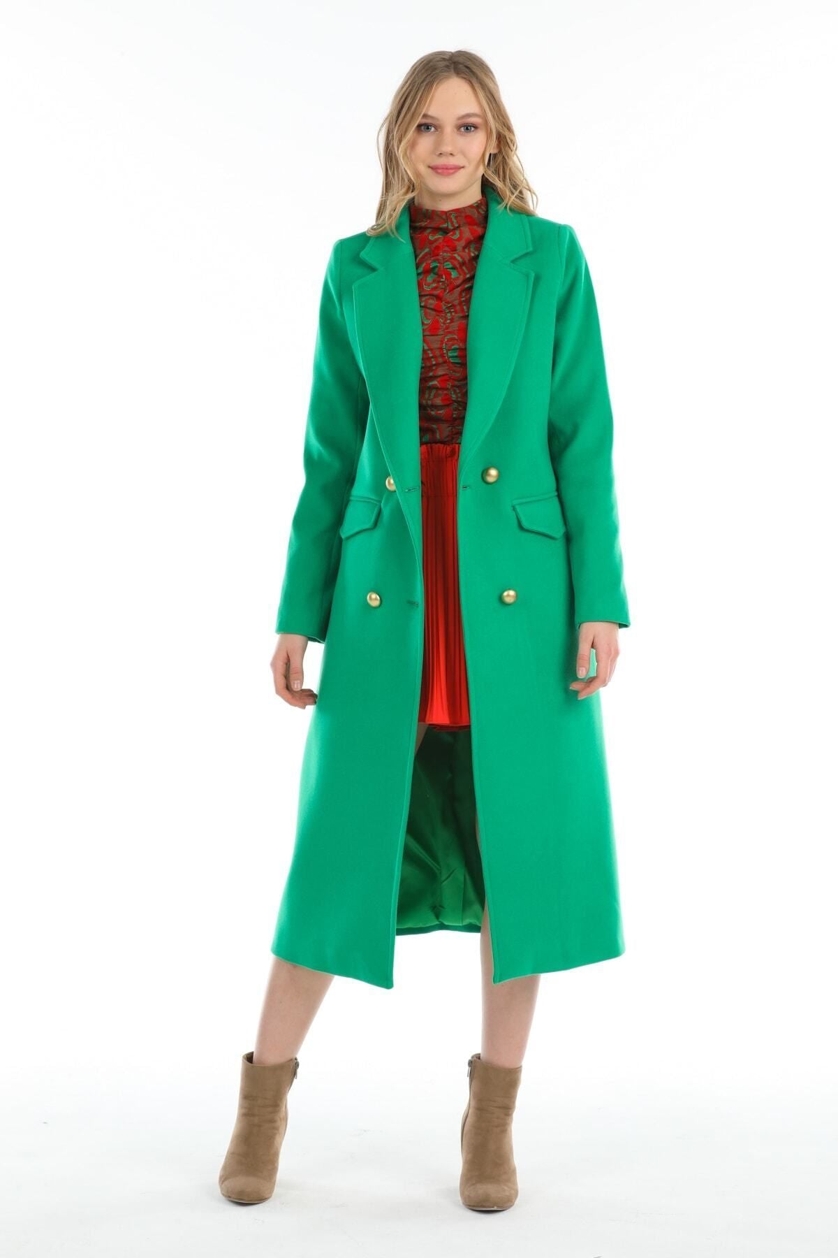 Ariadne Women's Button Front Coat - Grass Green - product image 4