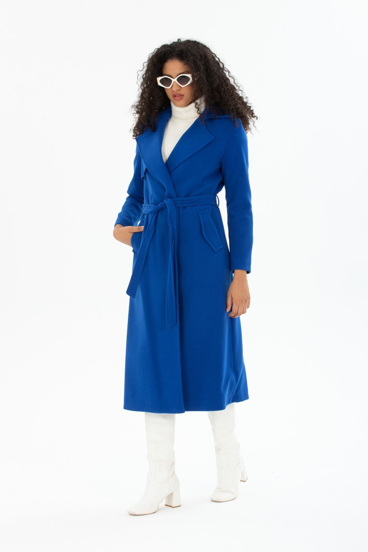 Andrea Women's Belted Coat - Royal Blue - product image 7