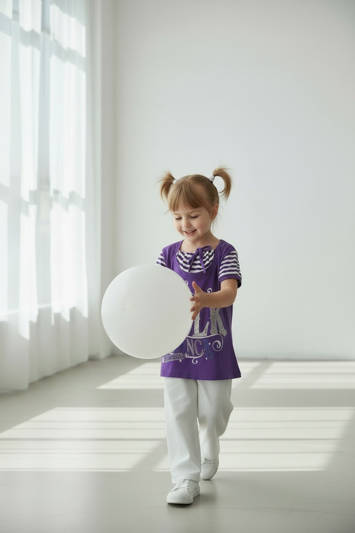 Adelia Girls' Striped Strappy T-Shirt - Purple White Stripe - product image 5