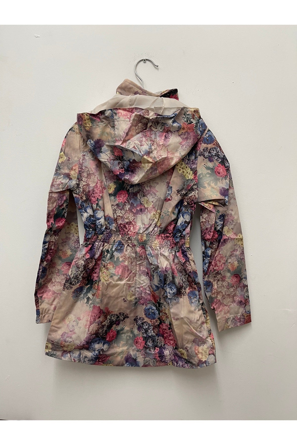 Aria Girls' Floral Hooded Rain Jacket - Blue Pink Floral - product image 5