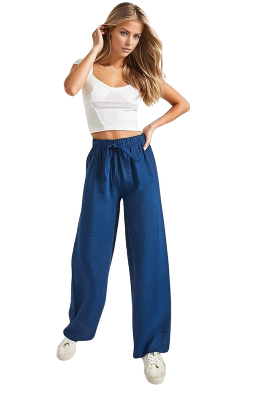 Bethany Women's Viscose High Waist Palazzo Pants - Navy