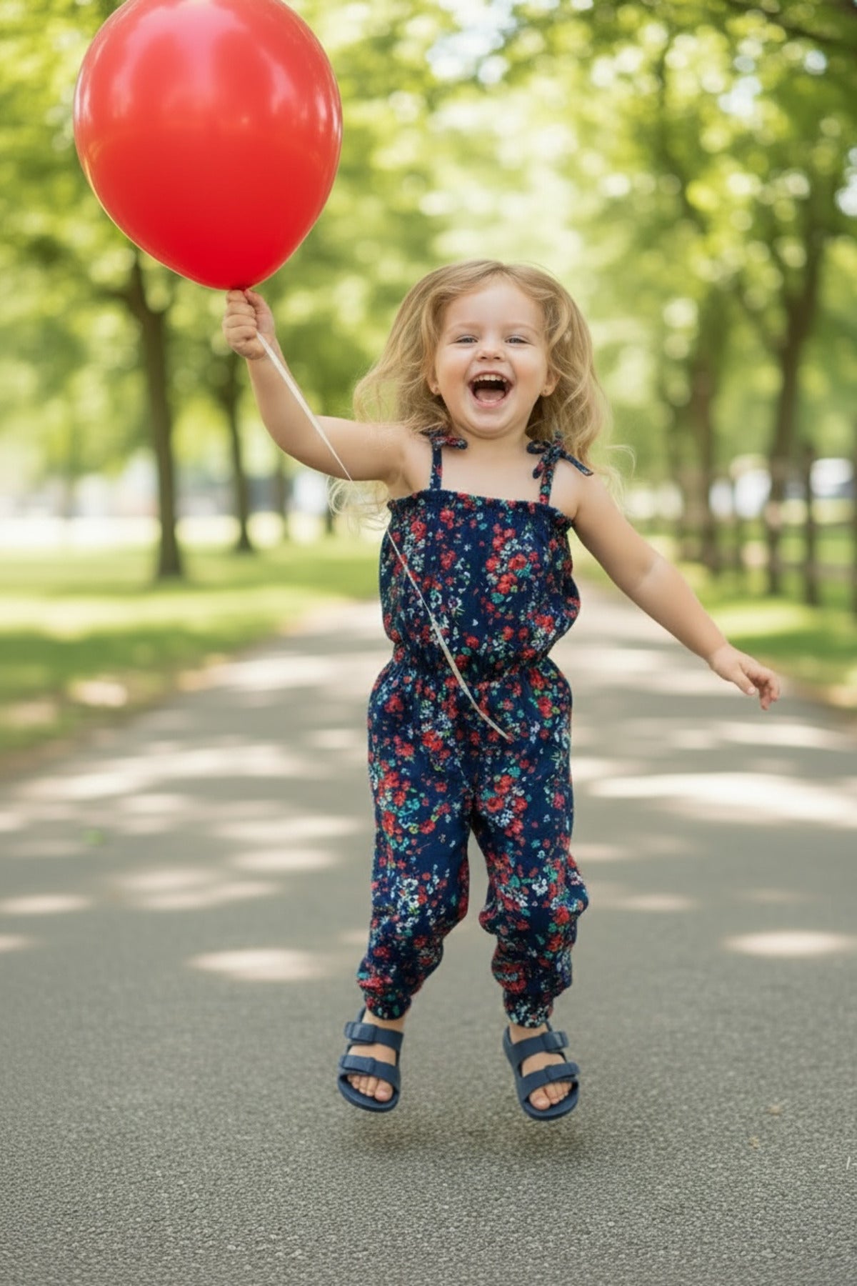 Cherie Girls' Jumpsuit - Navy Print - product image 2