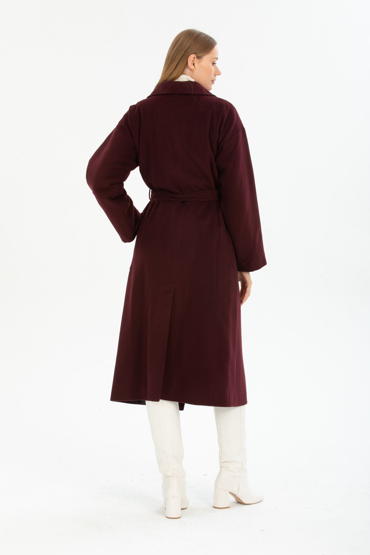 Anabel Women's Belted Notched Collar Coat - Plum - product image 4
