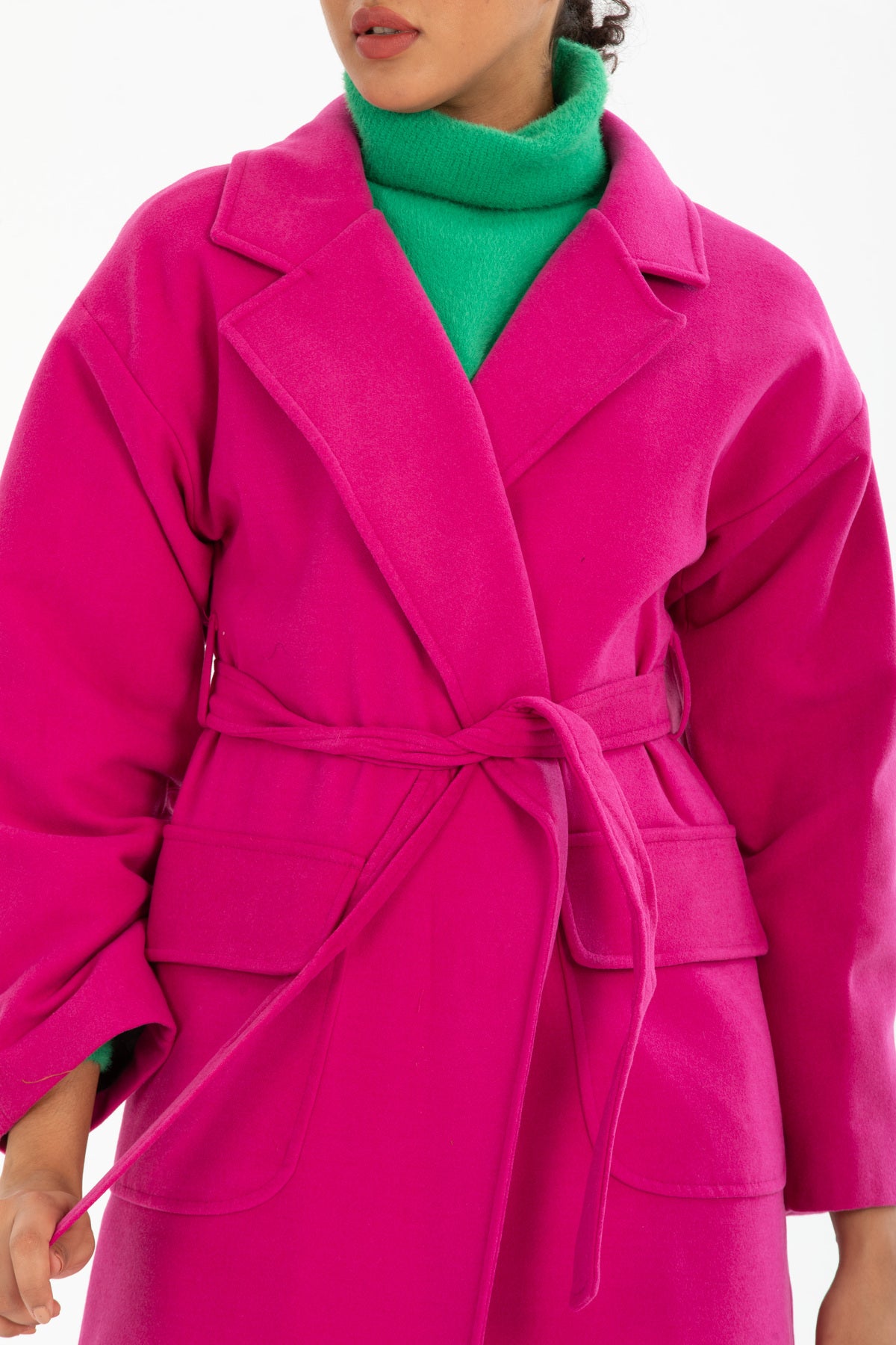 Anabel Women's Belted Notched Collar Coat - Fuchsia - product image 6