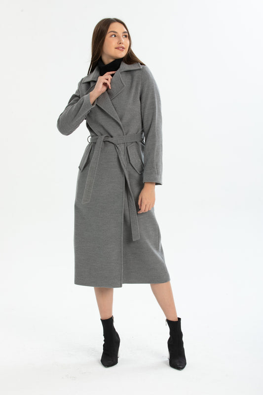 Andrea Women's Belted Coat - Gray - product image 1