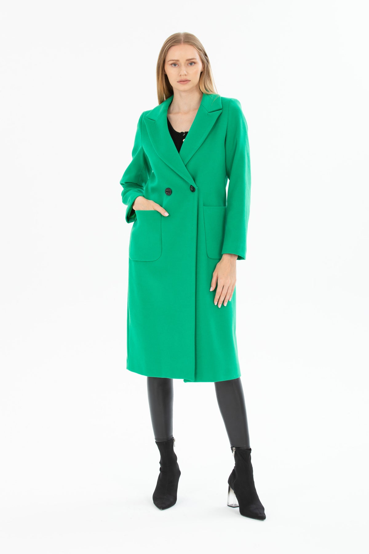Annalise Women's Button Front Lined Coat - Grass Green - product image 1