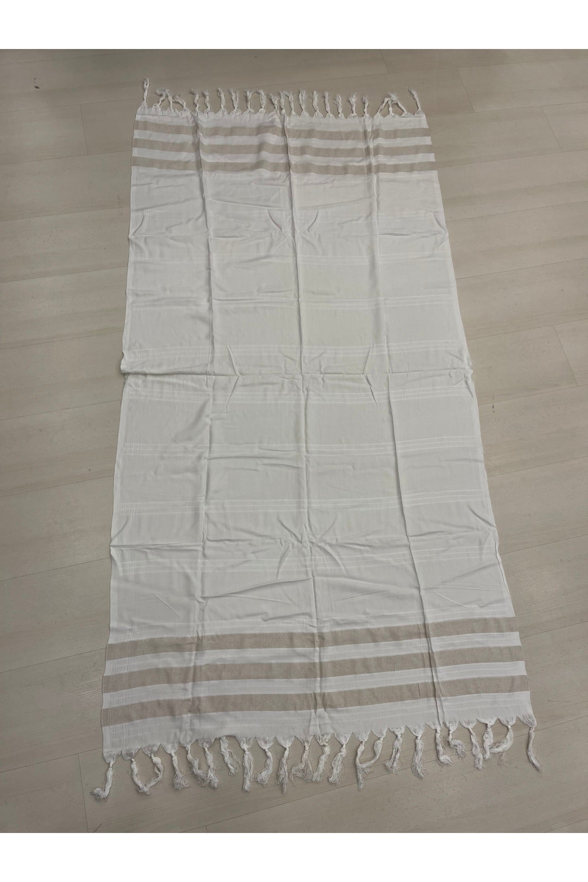 Mia Cotton Turkish Peshtemal Beach Towel - Stone Striped