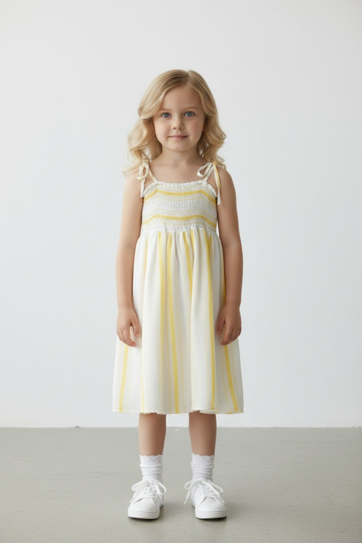 Darcy Girls' Striped Strappy Dress - Yellow Stripe - product image 2