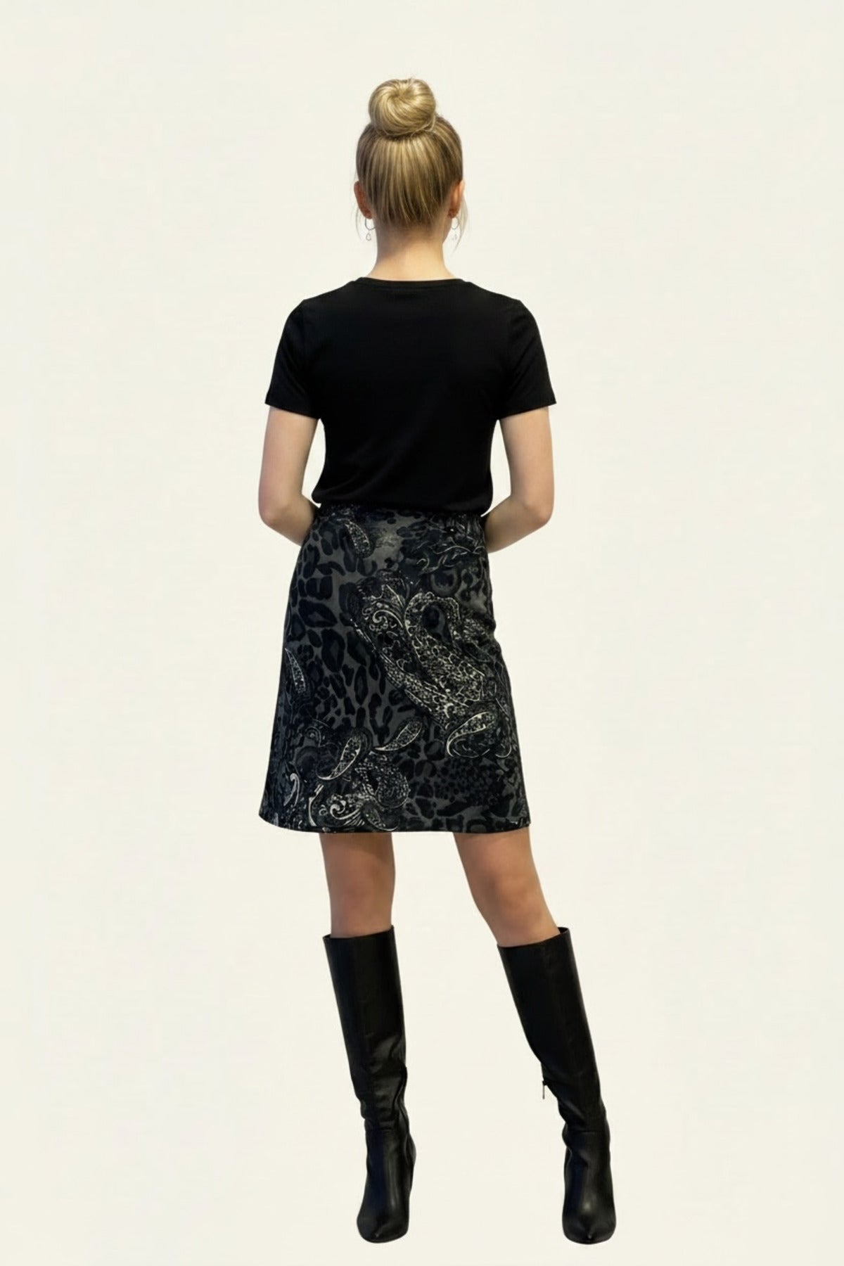 Adelaide Women's Leopard Print Skirt - Gray Charcoal Black - product image 2