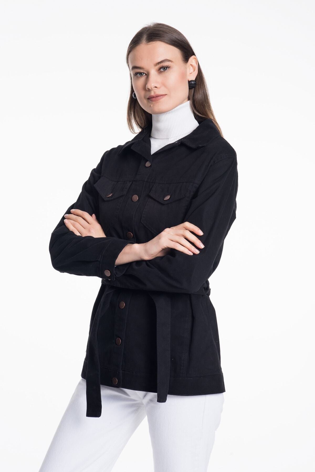 Gillian Women's Belted Gabardine Jacket - Black - product image 5