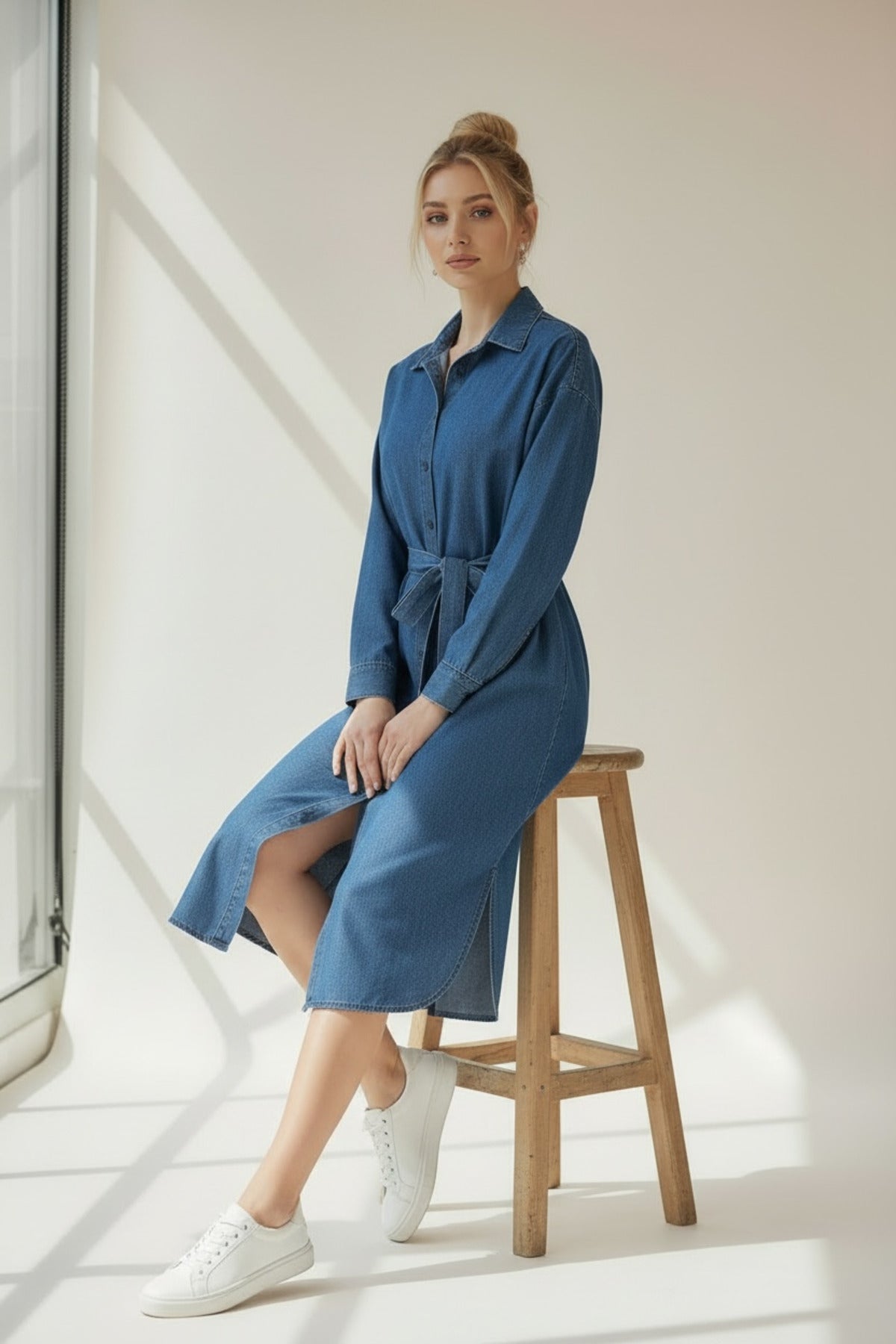 Aida Women's Belted Denim Dress - Navy - product image 3