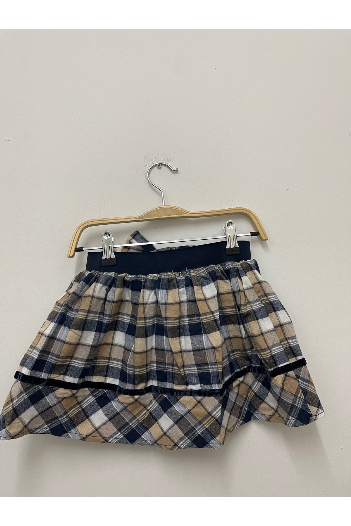 Alida Girls' Plaid Skirt - Navy Beige White Plaid - product image 6