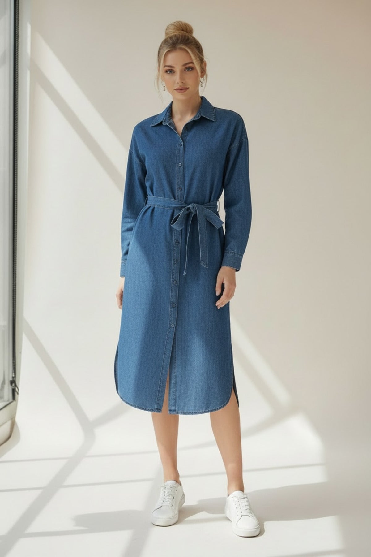 Aida Women's Belted Denim Dress - Navy - product image 1