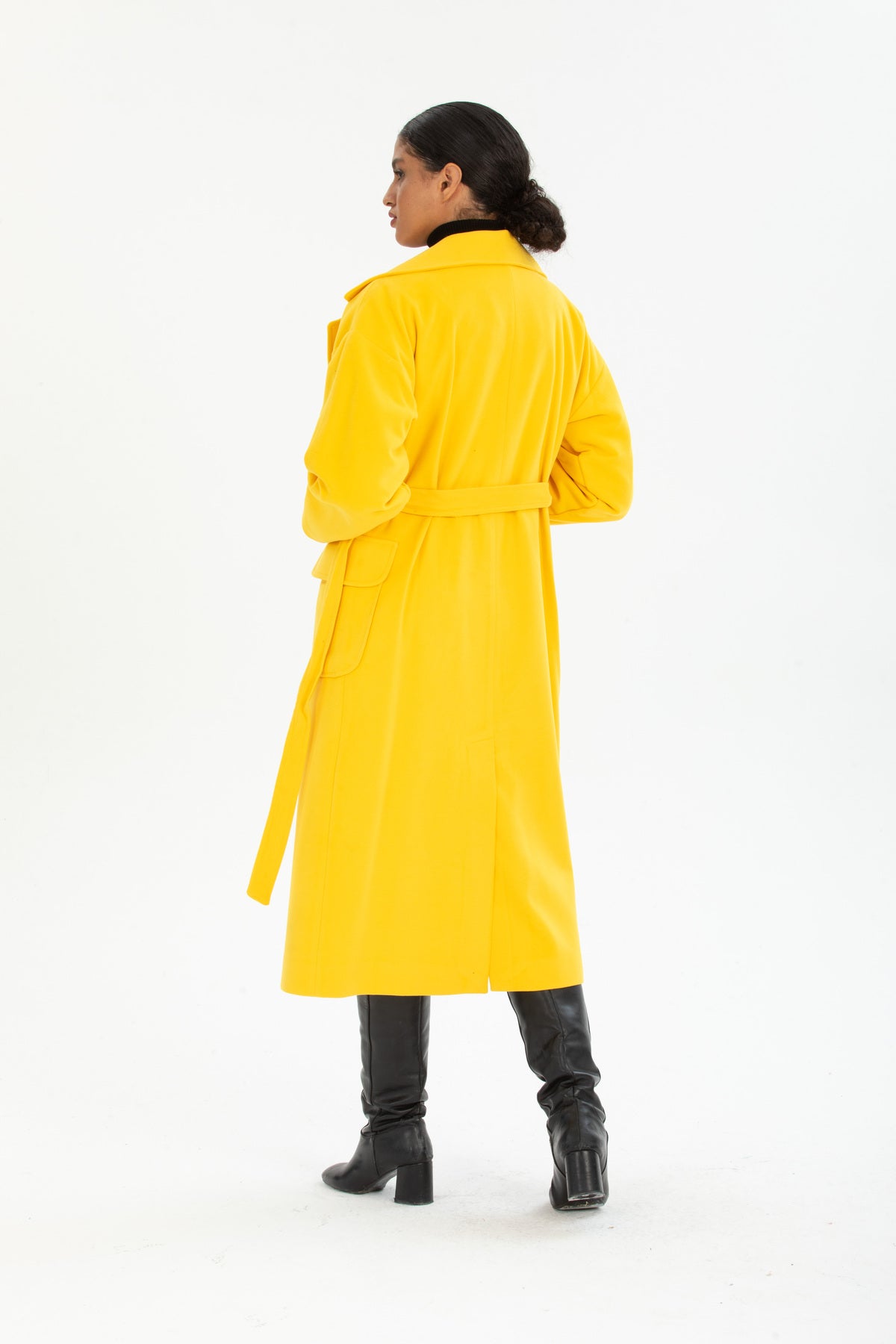 Anabel Women's Belted Notched Collar Coat - Yellow - product image 4