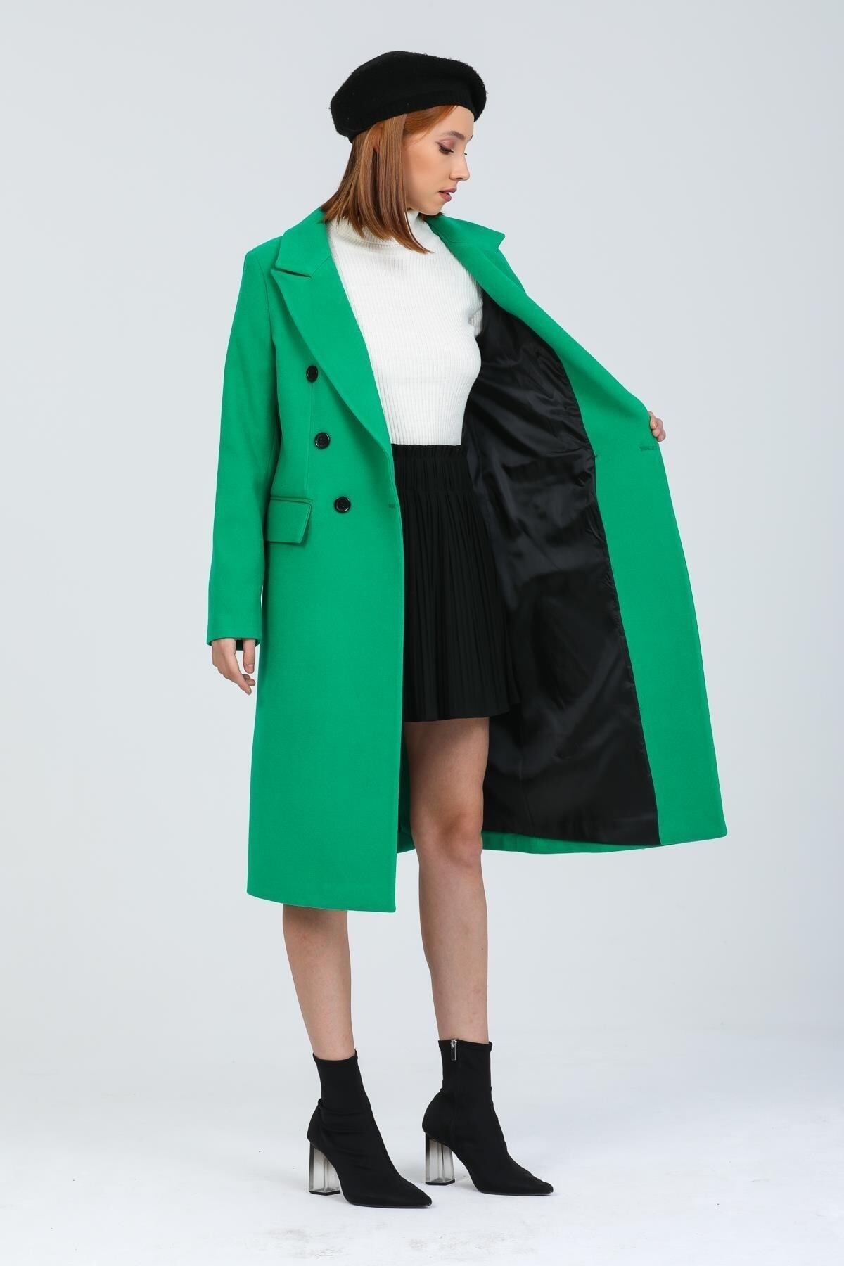 Andie Women's Button Front Lined Coat - Grass Green - product image 3