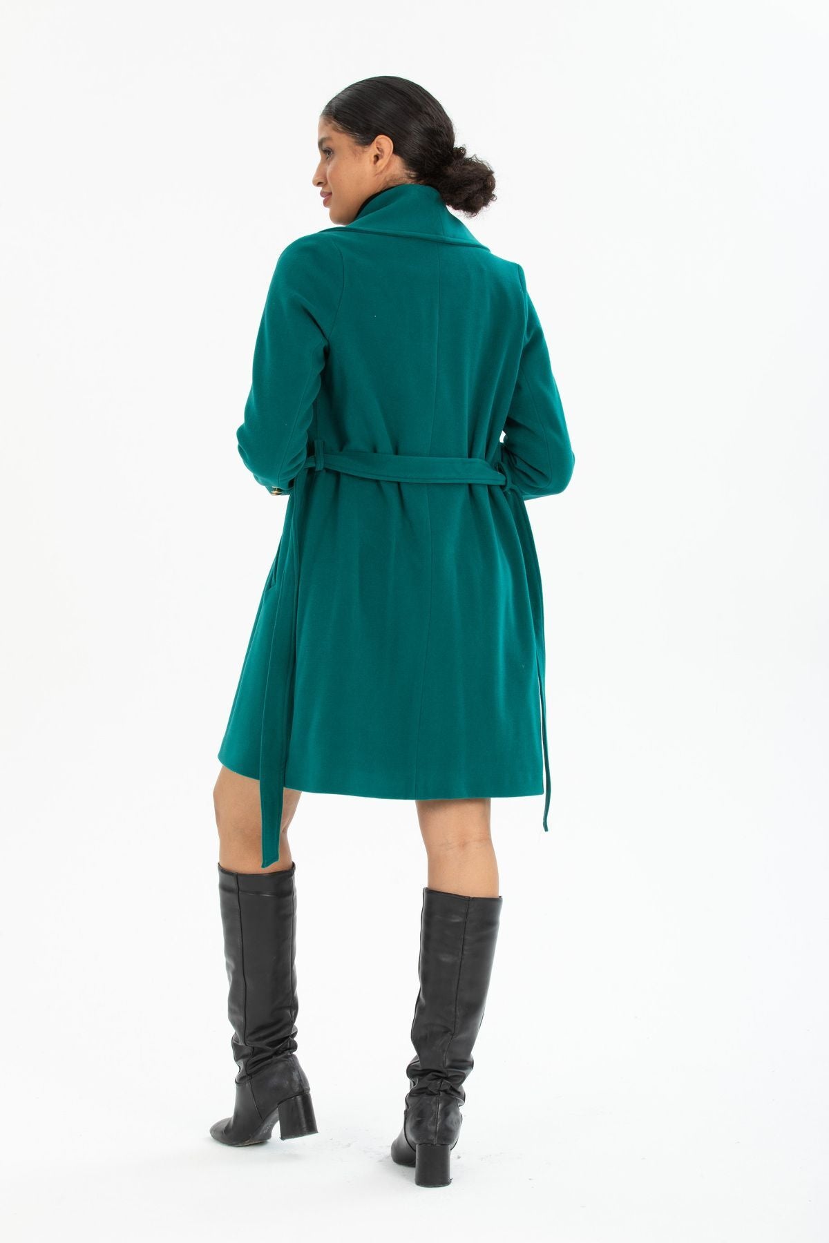 Bernice Women's Belted Notched Collar Coat - Teal - product image 6