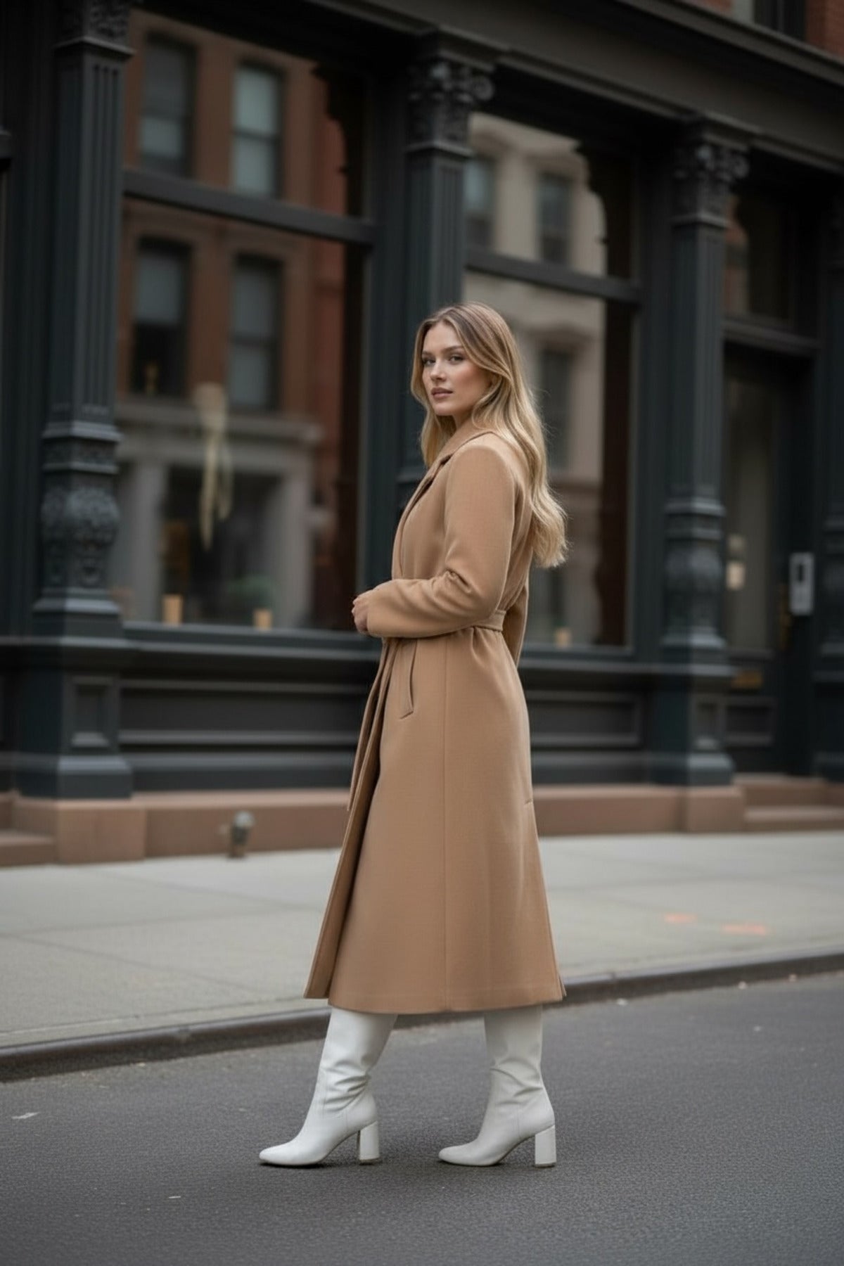 Faye Women's Belted Coat - Camel - product image 4