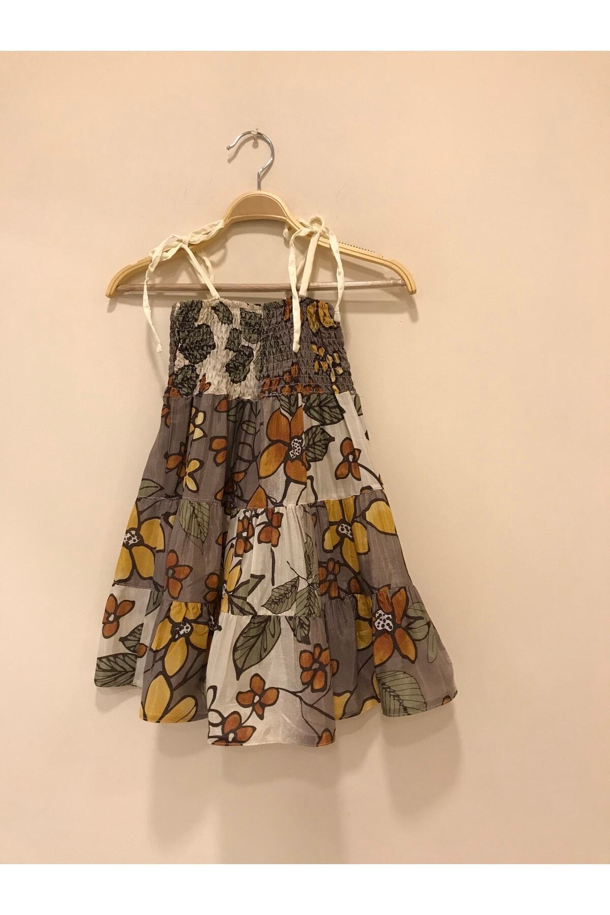 Clarissa Girls' Floral Strappy Dress - Taupe Floral - product image 5