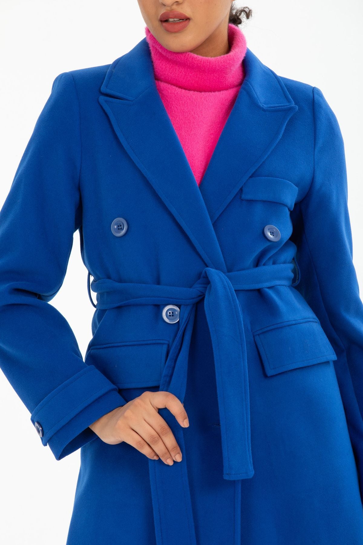 Belinda Women's Button Front Lined Coat - Light Royal Blue - product image 4