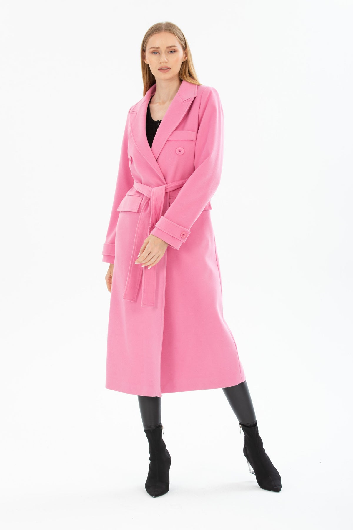 Belinda Women's Button Front Coat - Hot Pink - product image 1