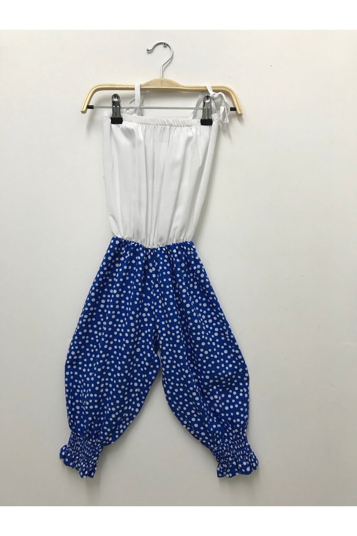 Cherie Girls' Polka Dot Strappy Jumpsuit - Royal Blue Polka Dot - product image 4