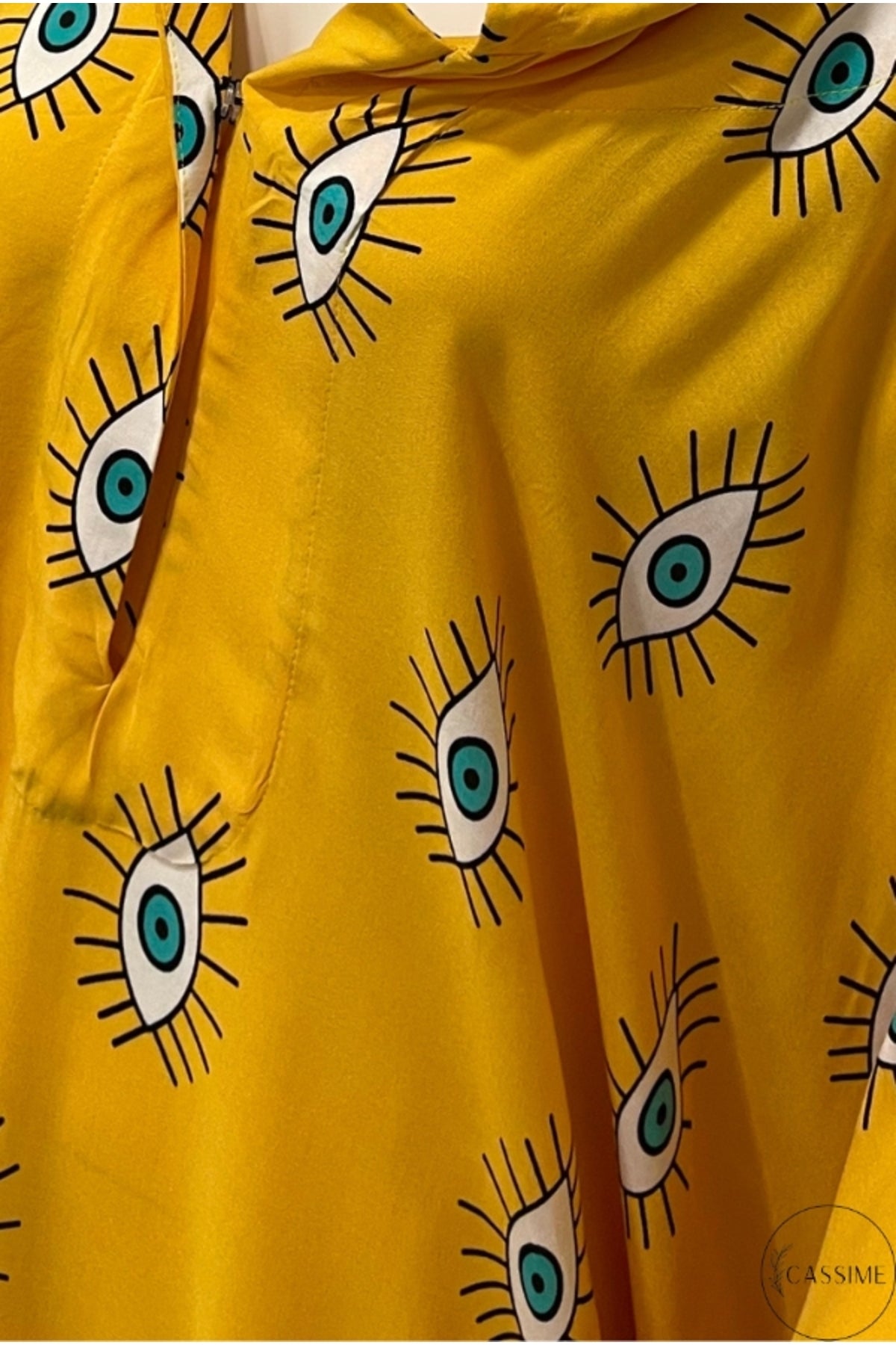 Isabel Women's Evil Eye Hooded Kaftan Dress - Dark Yellow