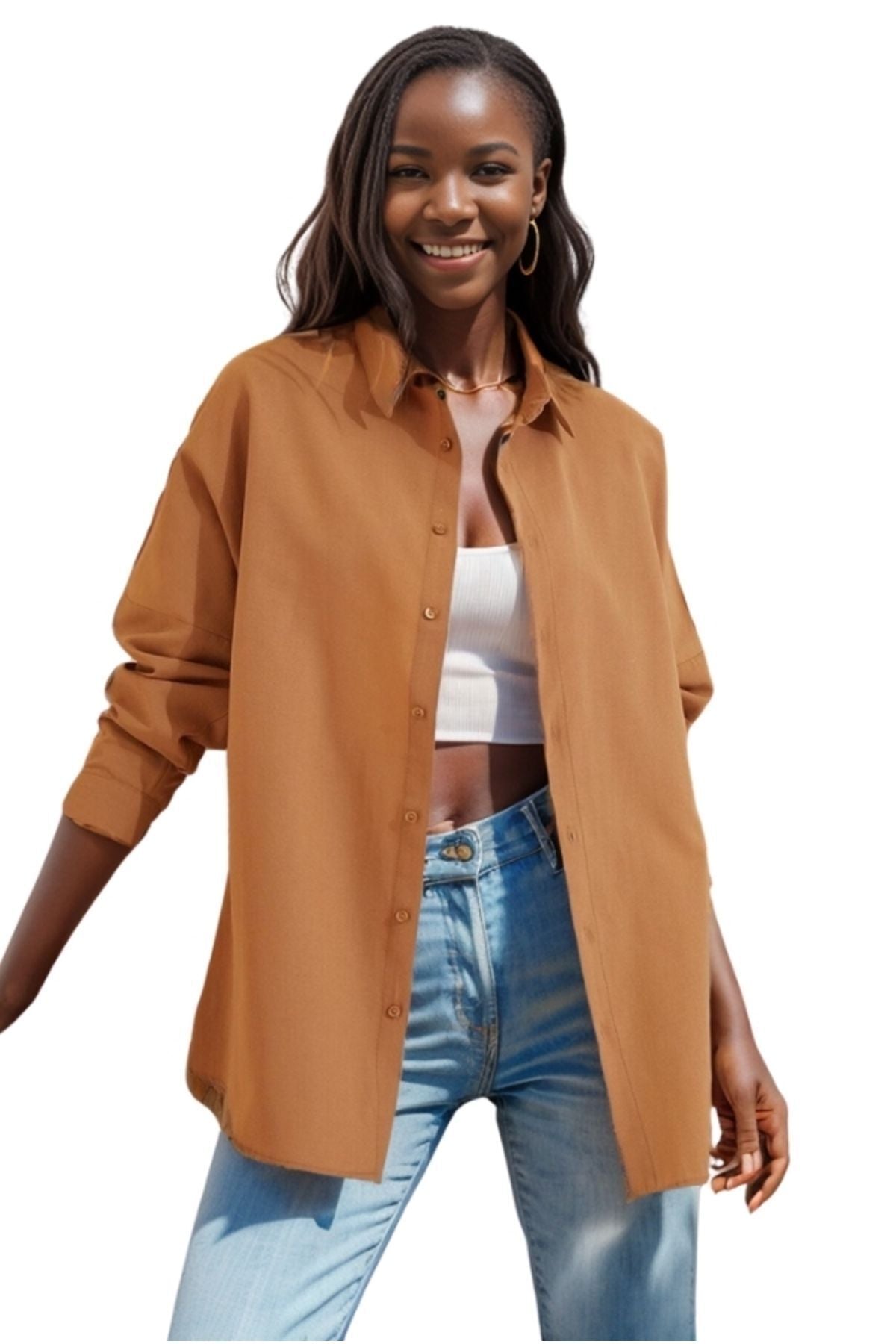 Melissa Women's Oversized Longline Shirt - Biscuit