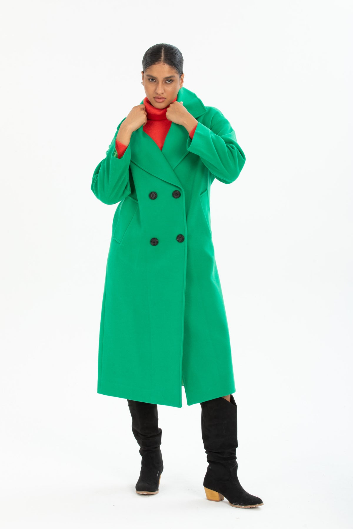 Aurelia Women's Oversized Coat - Grass Green - product image 3