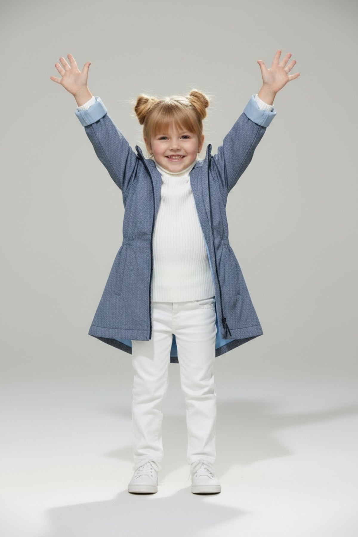 Aria Girls' Denim Rain Jacket - Blue Denim Print - product image 2