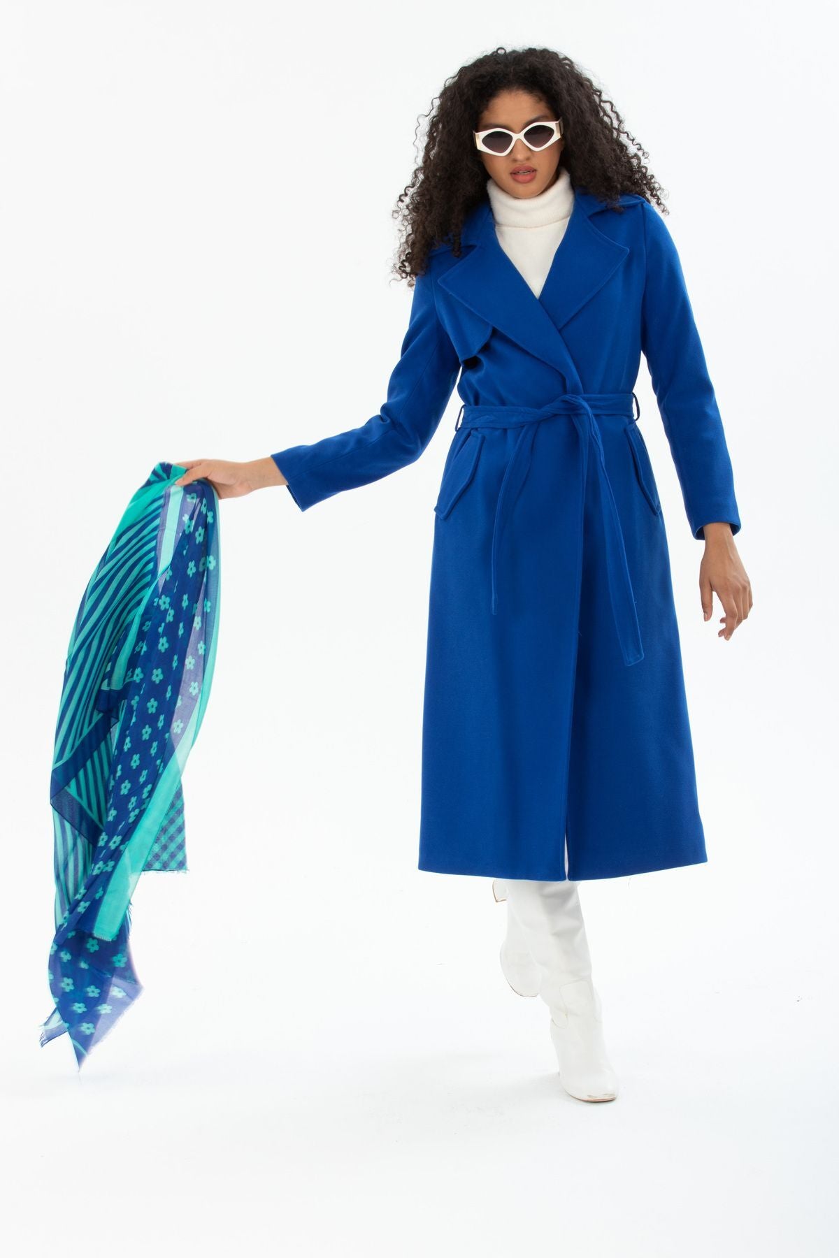 Andrea Women's Belted Coat - Royal Blue - product image 6