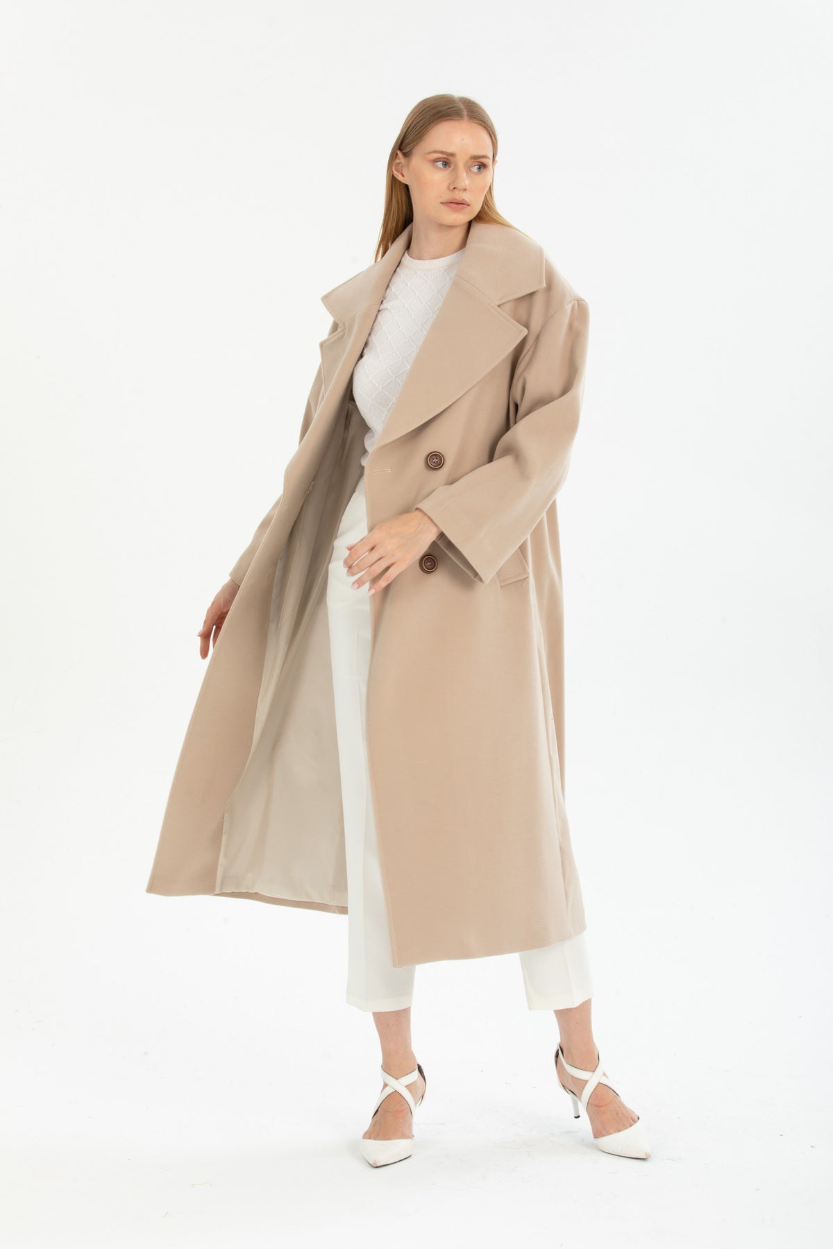 Aurelia Women's Oversized Coat - Beige - product image 6