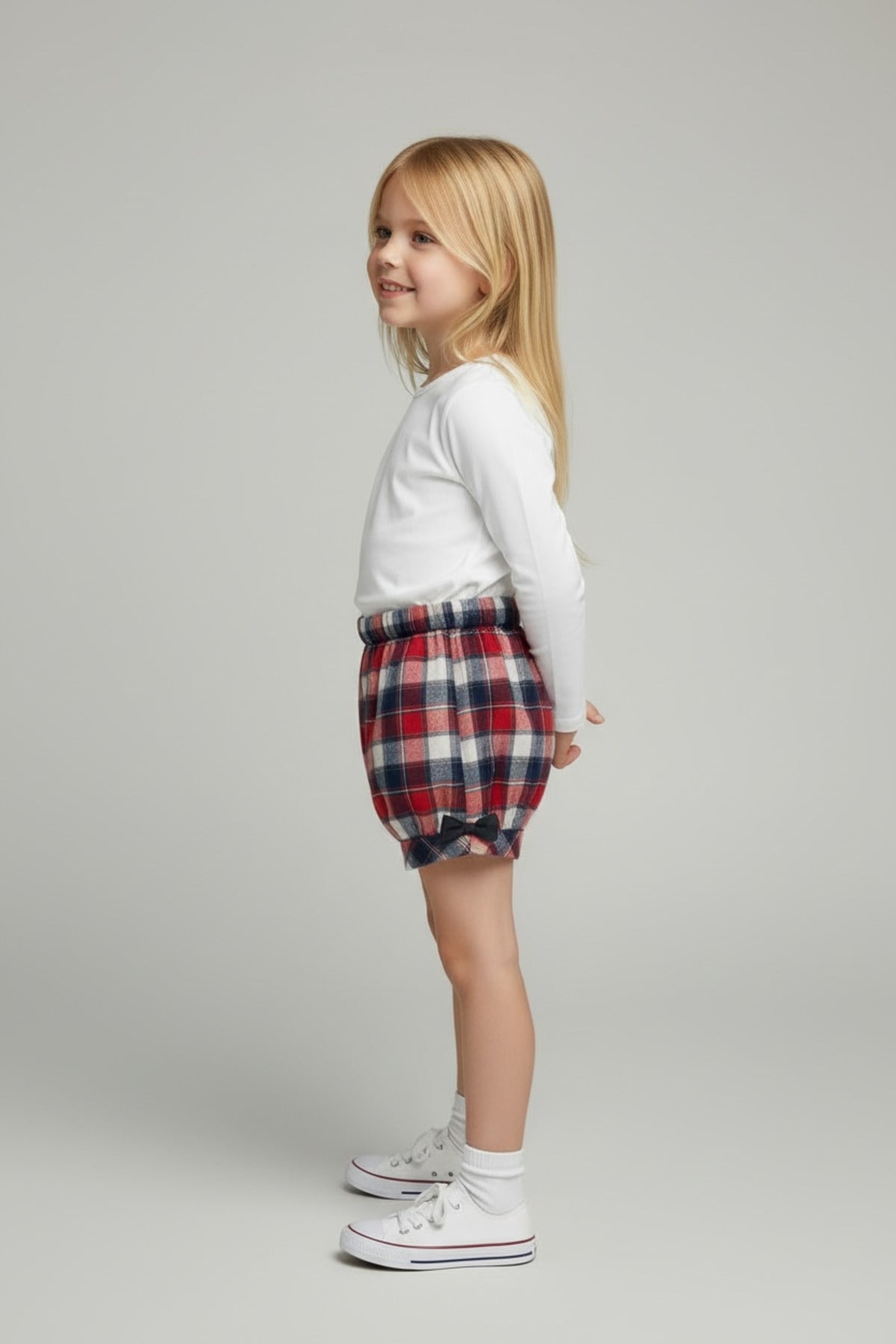 Alyssa Girls' Plaid Shorts - Red Navy Plaid - product image 6