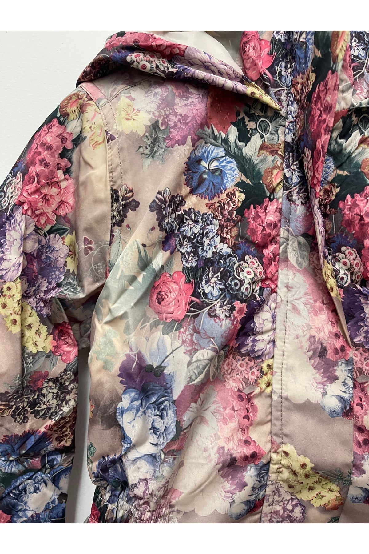 Aria Girls' Floral Hooded Rain Jacket - Blue Pink Floral - product image 6