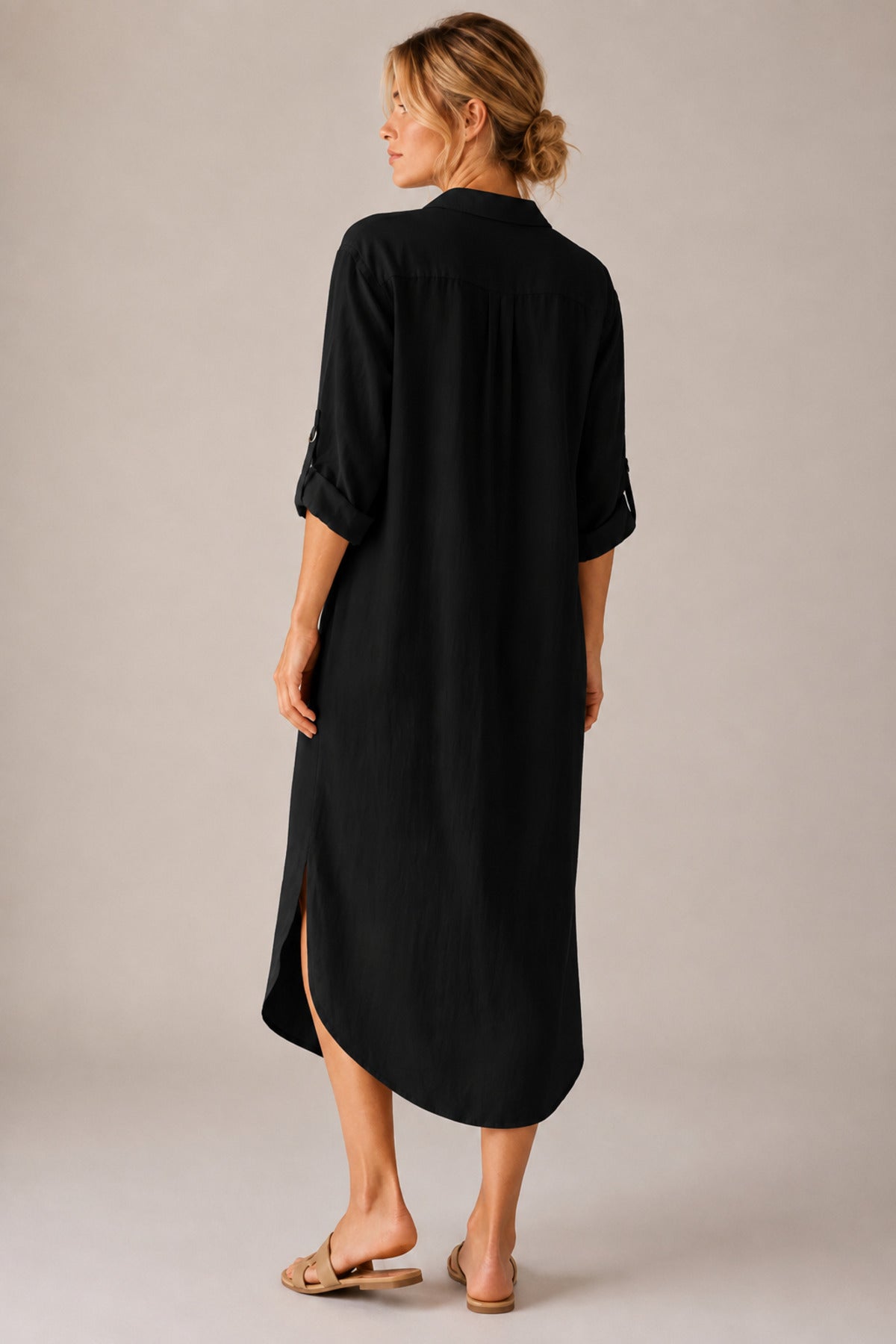 Hazel Women's Oversized Muslin Shirt Dress - Black