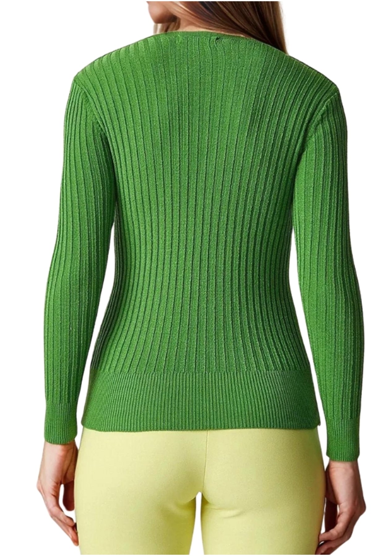 June Women's Slim Fit Long Sleeve Blouse - Light Green