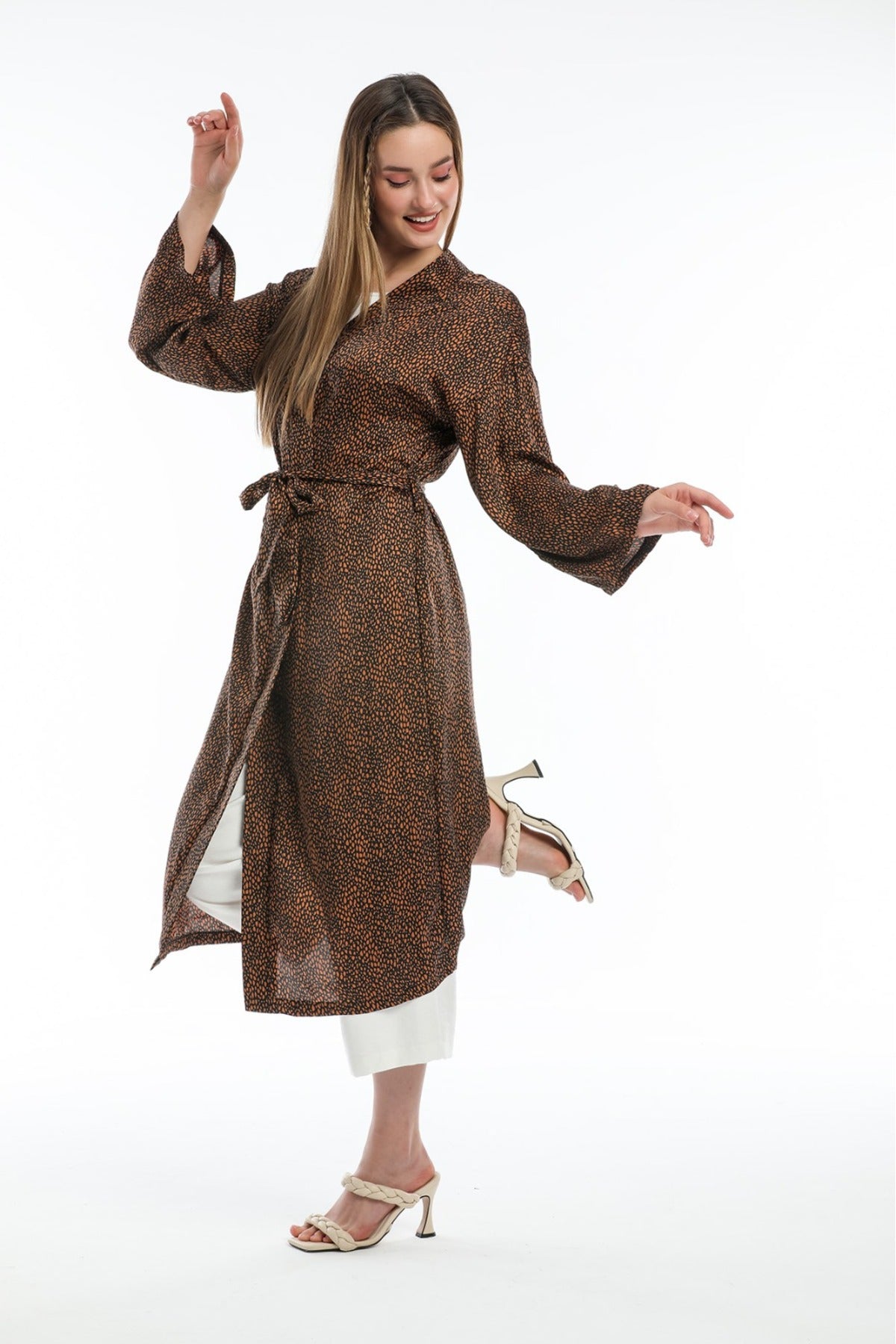 Adele Women's Leopard Print Kimono - Brown Leopard - product image 5