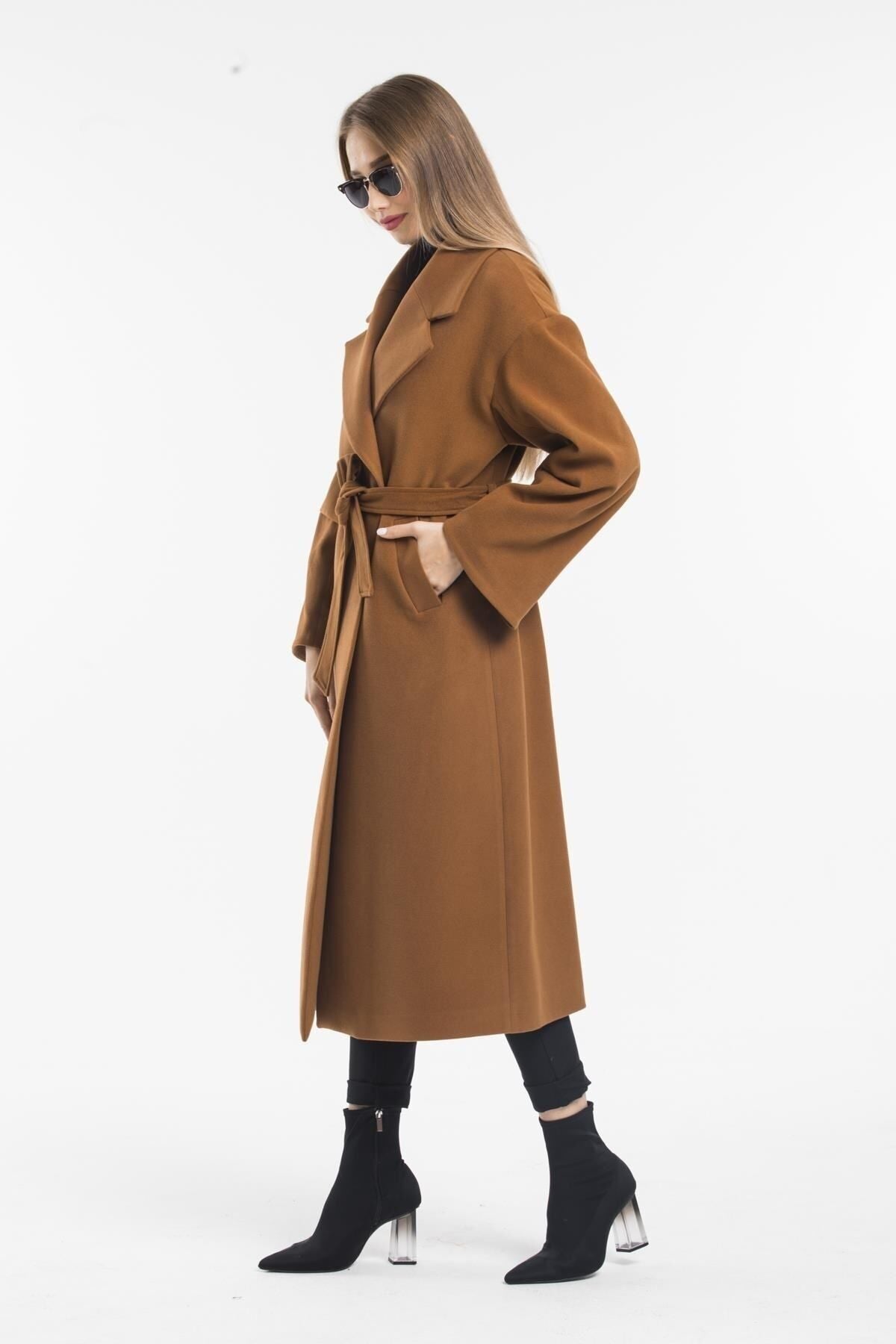 Aurora Women's Belted Oversized Coat - Cognac - product image 2