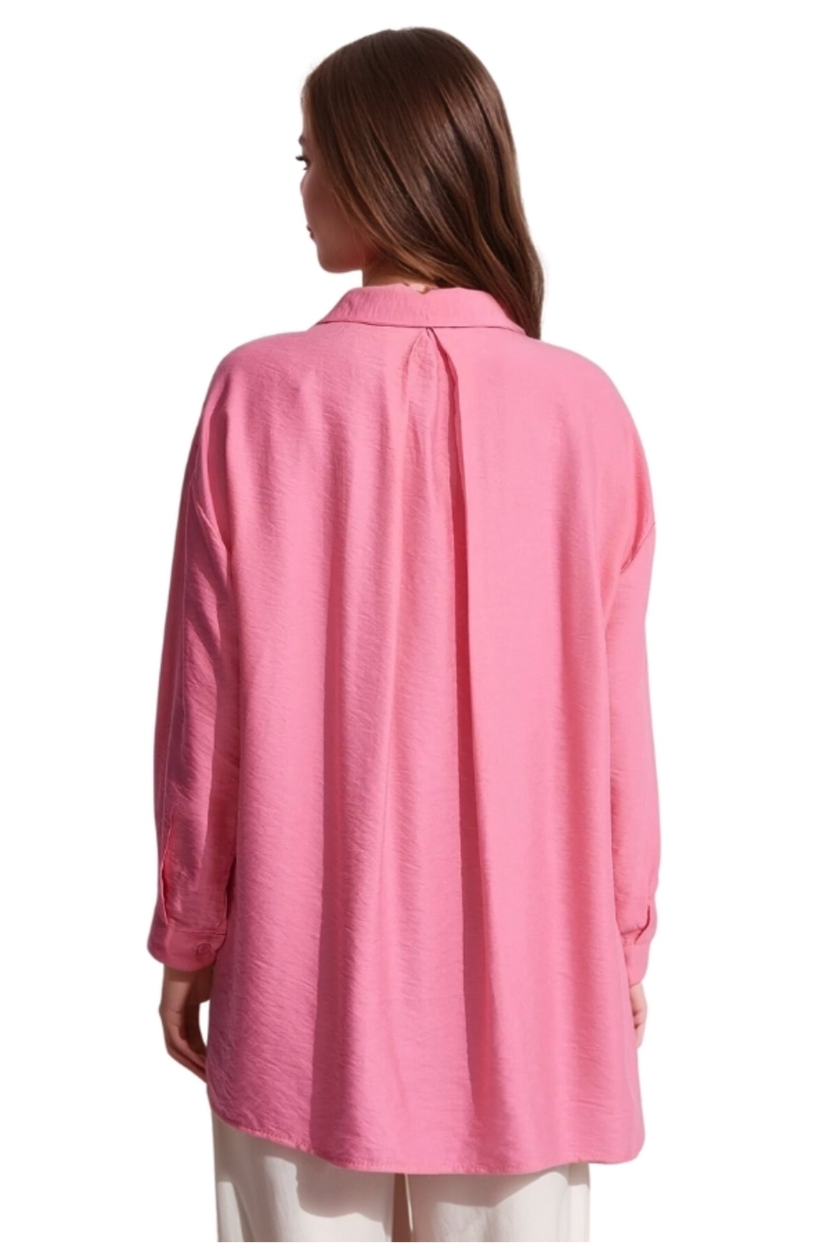 Georgia Women's Oversized Long Sleeve Shirt - Pink