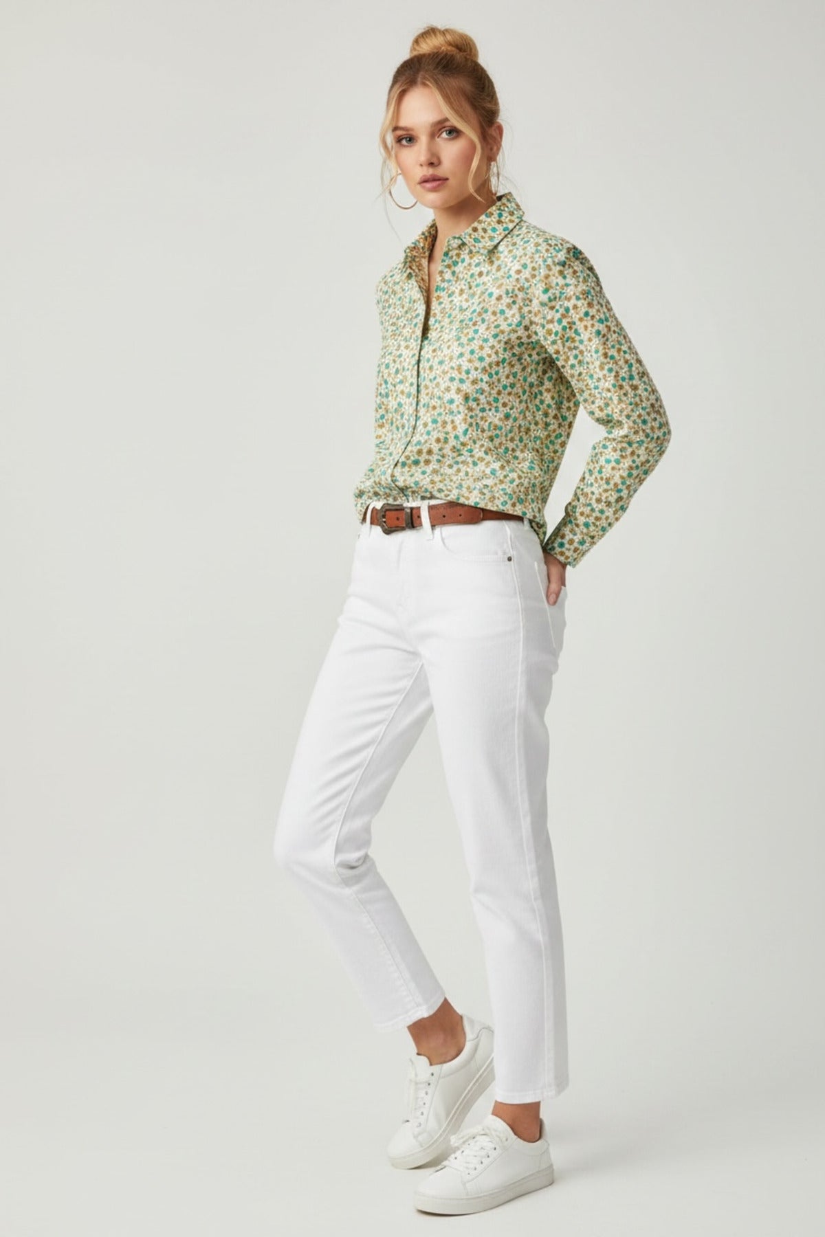Jillian Women's Floral Shirt - Green Floral - product image 3