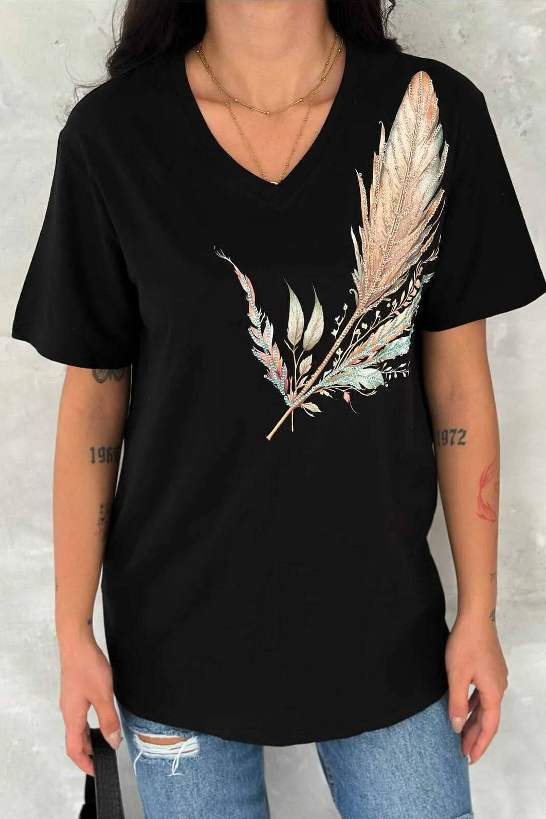 Tilda Black Floral Embroidered Cotton T-Shirt