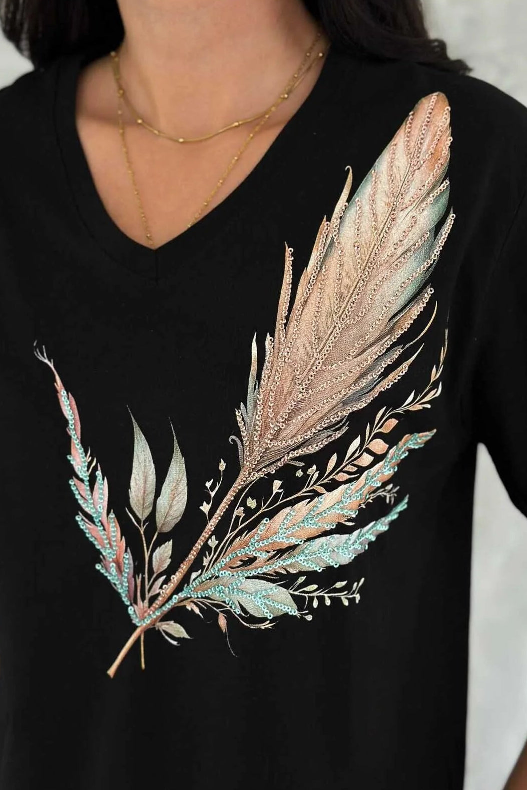 Tilda Black Floral Embroidered Cotton T-Shirt